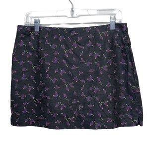 Express Stretch Gray Blueberry Print Mini Skirt Size 7 / 8